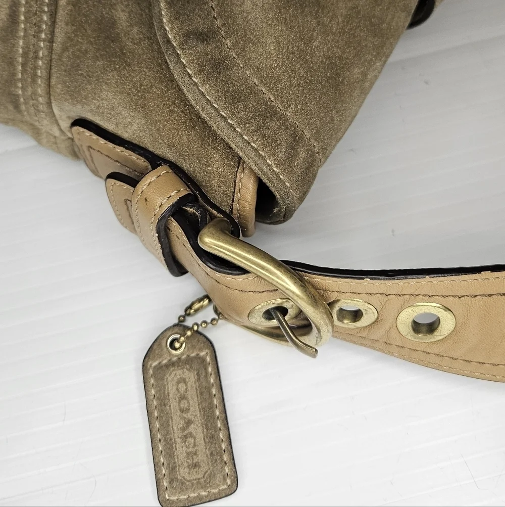 Vintage Coach Y2k Tan Suede Mini Soho Hobo Shoulder Bag #10189